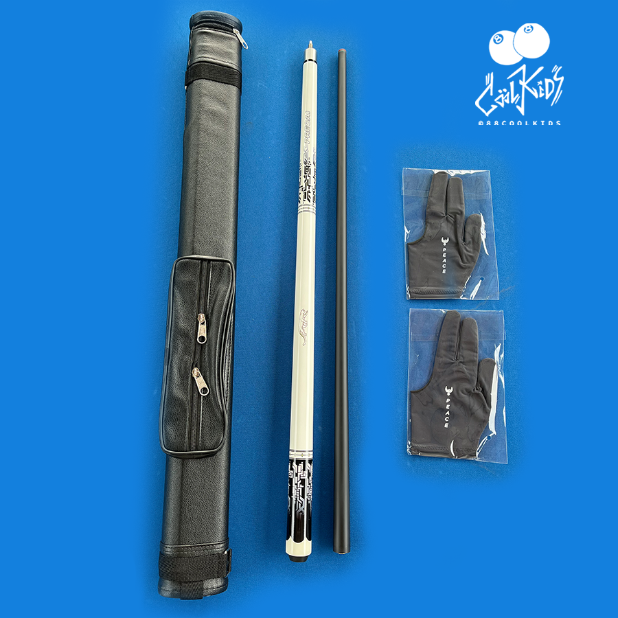 Cơ bida lỗ lip carbon composite preoai - gậy bi a libre màu trắng ngọn đen