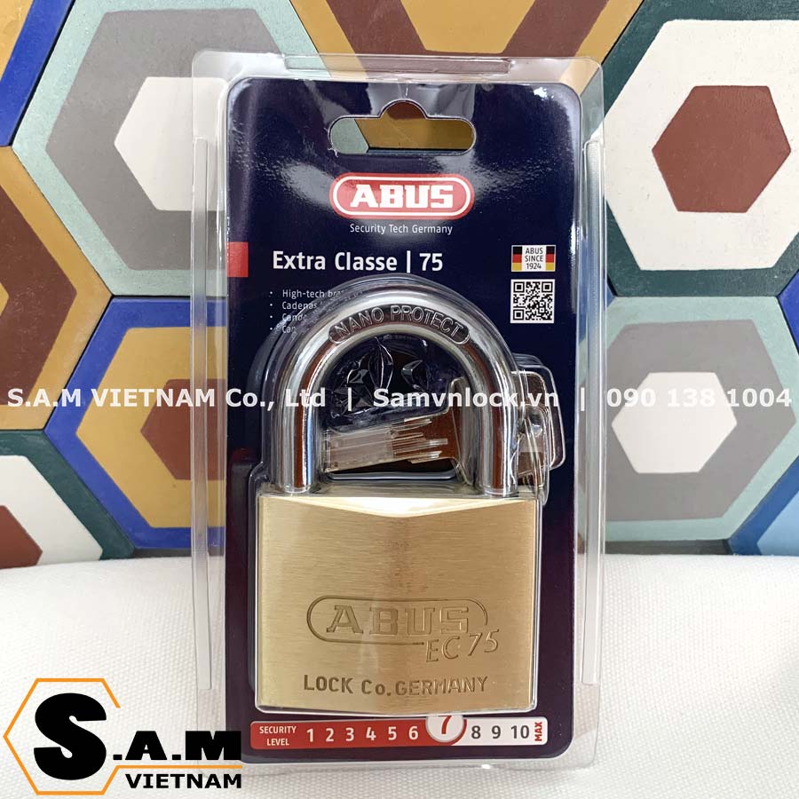 Ổ khoá treo đồng thau abus 75/60 series rộng 60mm, chìa vi tính
