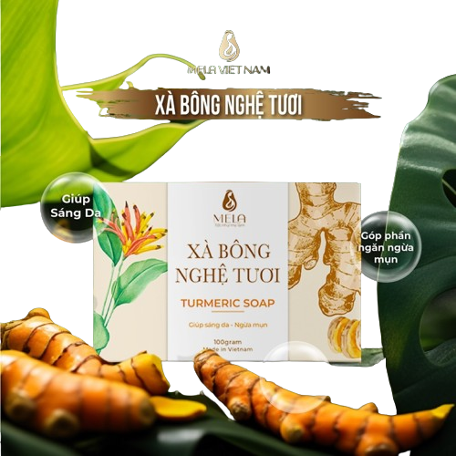 Xà Bông Nghệ Mela, Xà Phòng Thiên Nhiên chăm Sóc Mặt Và Body Giúp Da Sáng Khoẻ Mờ Thâm, Xà Phòng Organic Giảm Mụn 100g