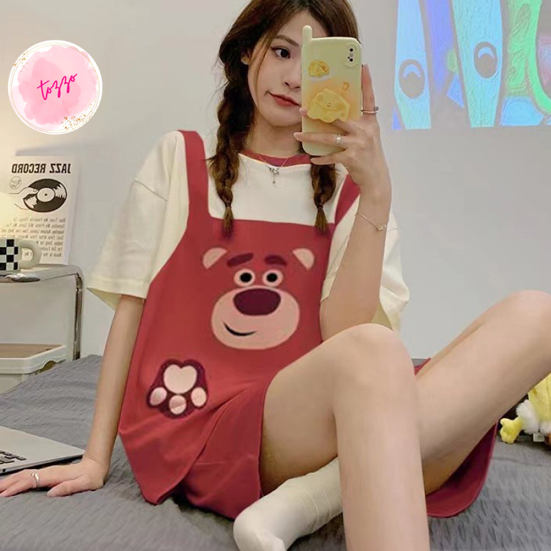 Đồ bộ nữ đồ ngủ mặc nhà bigsize cộc tay quần lửng 40-70Kg vải thun mùa hè cute dễ thương TOZZO BC03