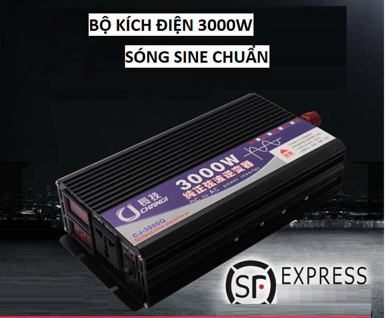 Bộ đổi điện-Bộ kích nguồn điện sine chuẩn 3000w từ 12v lên 220 nâng cao tuổi thọ của các thiết bị điện, thiết kế gọn nhẹ, an toàn