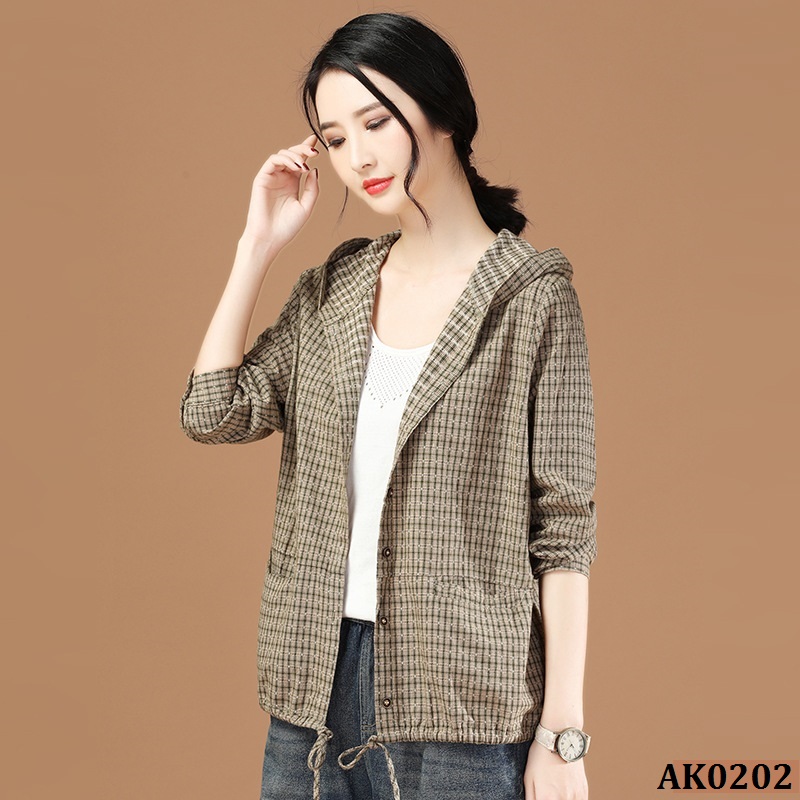 Ak0202-áo khoác sơ mi đi nắng ca rô