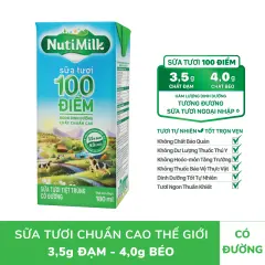 [MIỄN PHÍ ĐƠN HÀNG TỪ 49K] NutiMilk Sữa tươi 100 điểm - Sữa tươi tiệt trùng Có đường 180ml STCD180CRN - Thương Hiệu NUTIFOOD - CIRINO