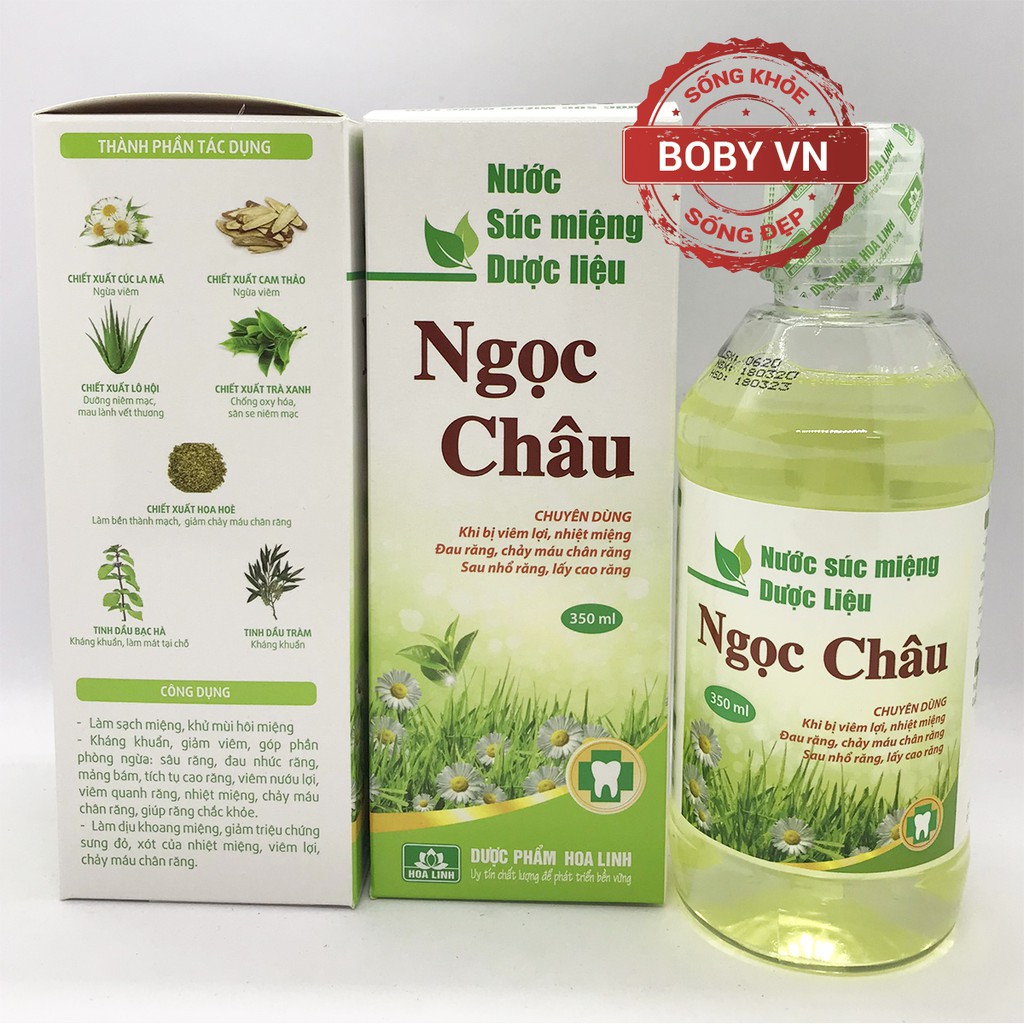 Nước súc miệng dược liệu ngọc châu của dược hoa linh - chuyên dùng khi bị viêm lợi, nhiệt miệng, chảy máu chân răng