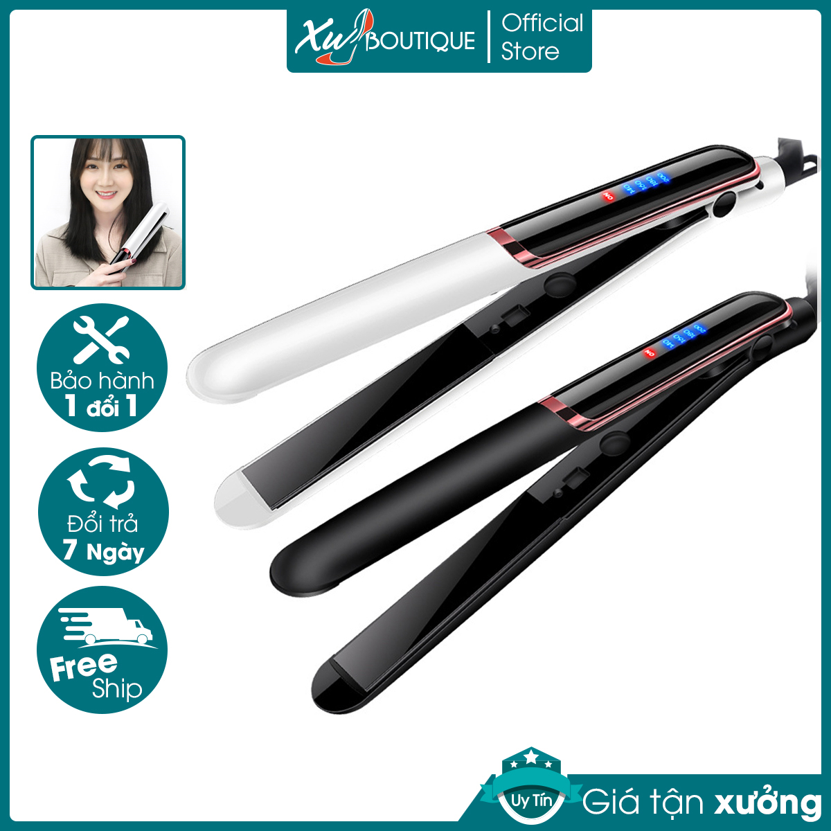Máy ép/duỗi/uốn cúp, xoăn lọn tóc cao cấp 4 mức điều chỉnh nhiệt độ chuyên nghiệp salon hair