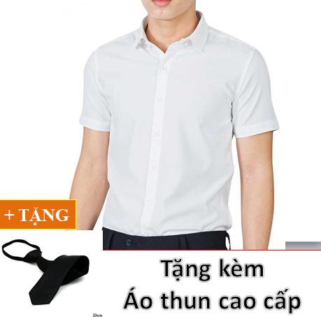 Áo sơ mi nam màu trơn ngắn tay thời trang công sở Hàn Quốc + TẶNG KÈM CÀ VẠT ĐEN