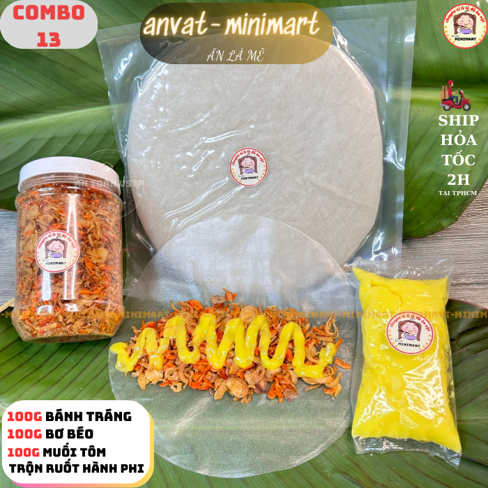 Bánh Tráng Phơi Sương COMBO Bánh TRáng + Muối Ruốt Trộn Hành Phi + Bơ Trứng Gà Nguyên Chất Siêu Ngon -C010 - ĂN VẶT MINIMART