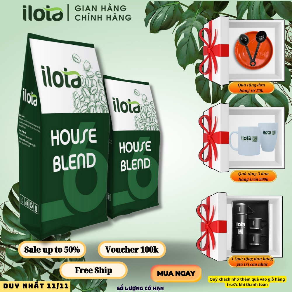 Cà Phê Ilota 6 Arabica Robusta Cà Phê Nguyên Chất Rang Mộc Xay Dạng Bột Pha Phin Coldbrew Coffee