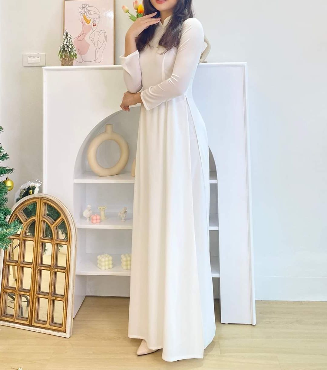 Áo dài trơn chất lụa cao cấp 2 tà đủ màu sắc - Áo dài Thúy Linh