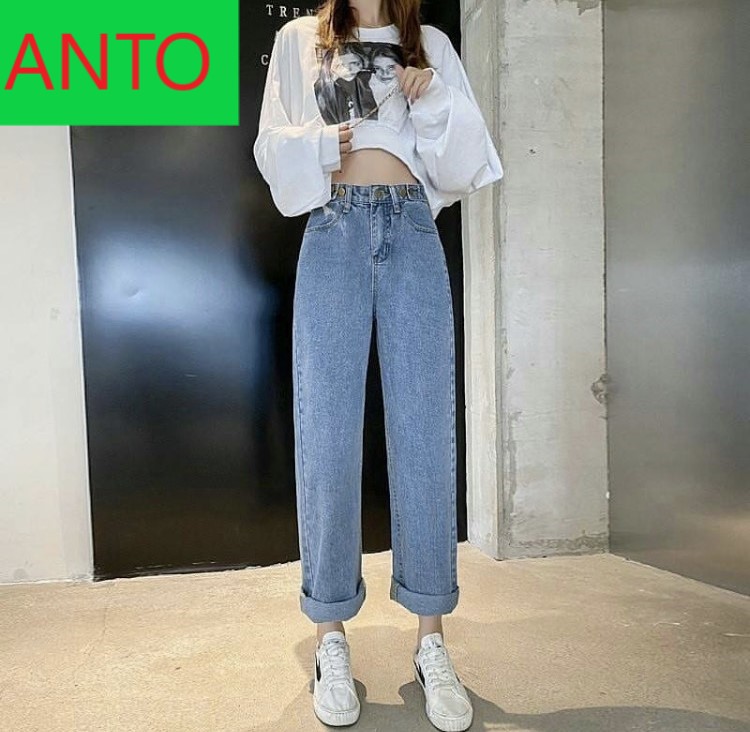 [ FREESHIP ] QUẦN JEAN ỐNG NỮ LƯNG CAO MÀU XANH NHẠT CAO CẤP ANTO CÓ CẠP CHỈNH ĐỦ SIZE DỄ MẶC DỄ PHỐI ĐỒ, CỰC THỜI TRANG