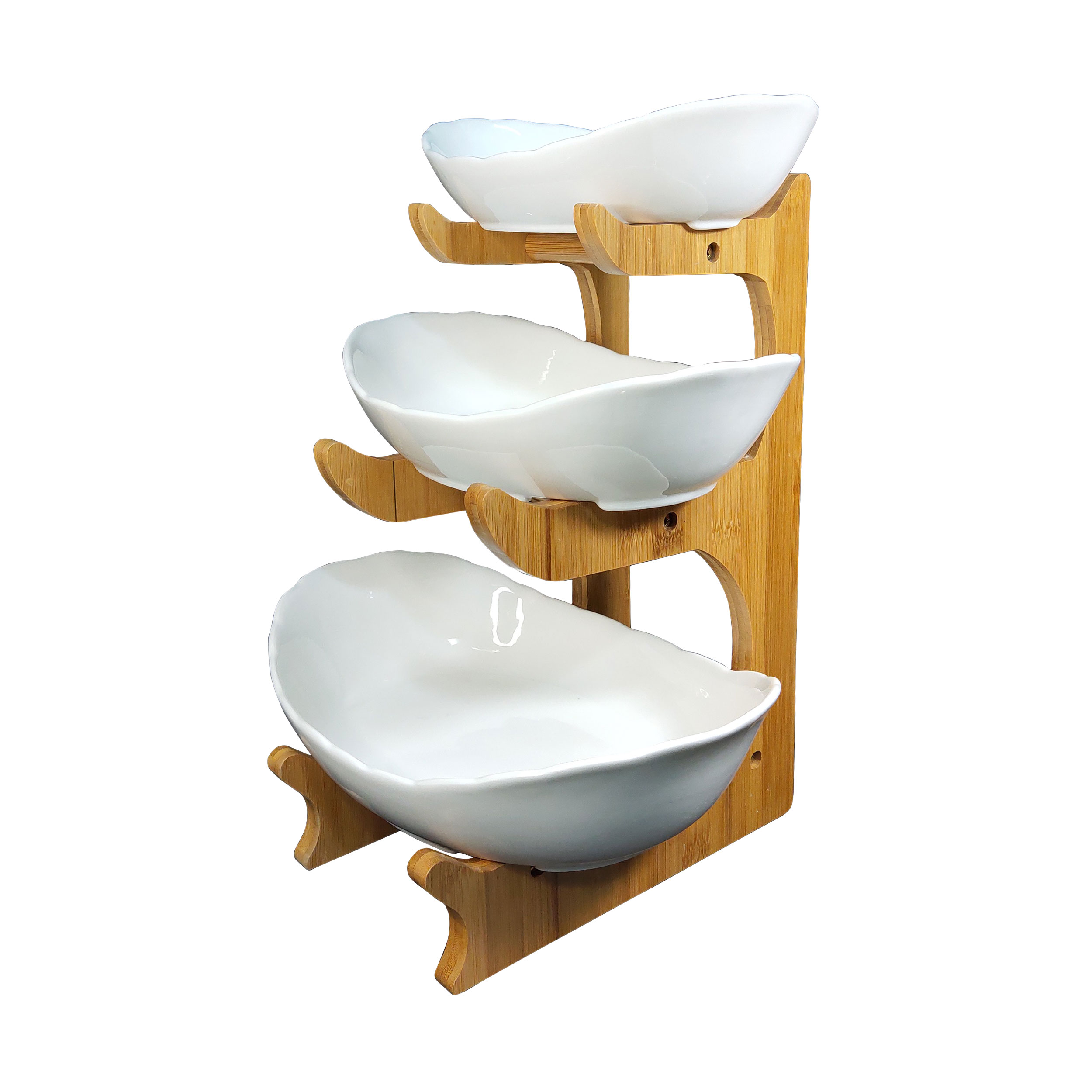 Bộ khay sứ 03 tầng đựng hoa quả - sứ ceramic trắng