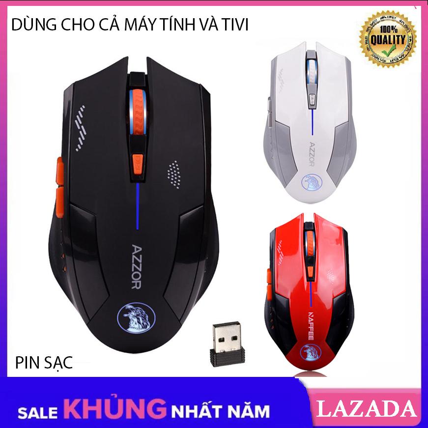 [Tặng Lót 30K] Chuột không dây dùng pin sạc, Chuột dùng cho cả máy tính và Tivi AZZOR EAGLE phiên bản mới