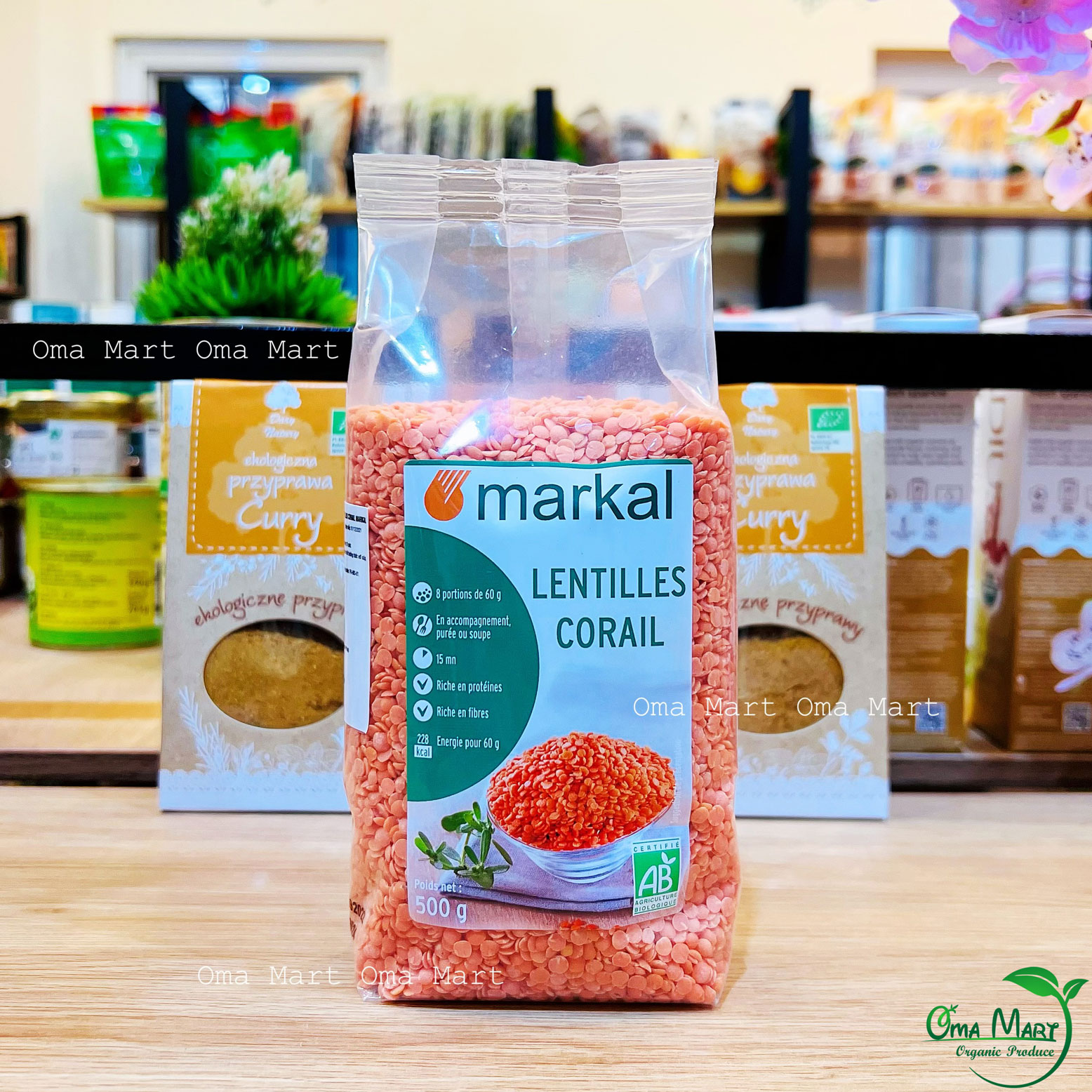 Đậu lăng đỏ cam san hô hữu cơ Markal 500g