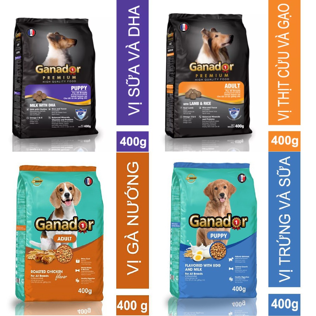 Hạt Ganador Cho Chó Gói 400g - Thức Ăn Hạt Cho Chó Con & Chó Trưởng Thành 400g
