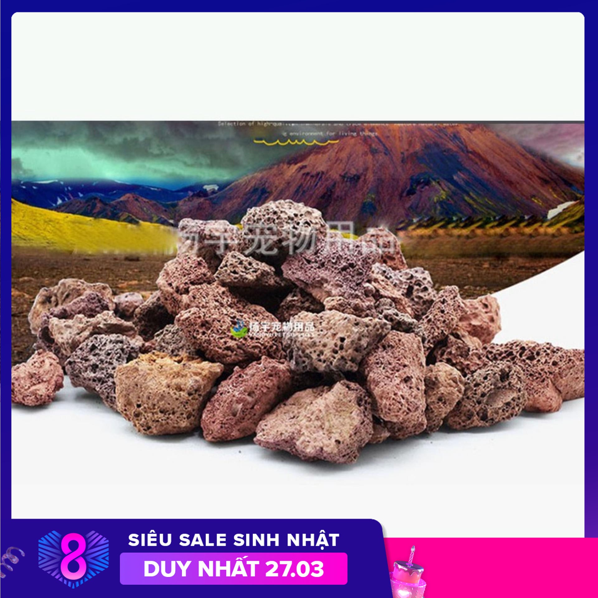 Đá nham thạch trang trí , lọc nước bể cá, hồ thủy sinh size 2 - 4cm  (túi 200gr)