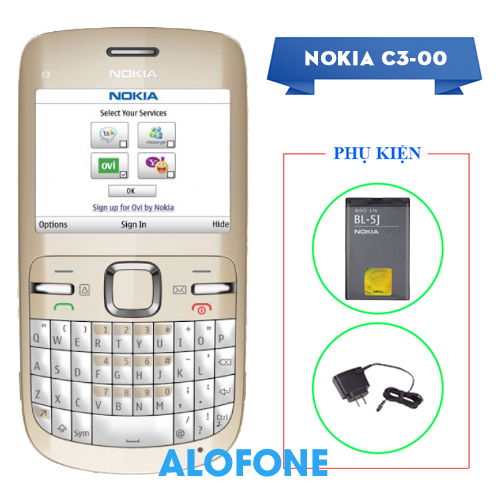 Điện thoại giá rẻ nokia c3-00 siêu bền hỗ trợ wifi chơi game avatar nông trại vui vẻ - kèm pin sạc