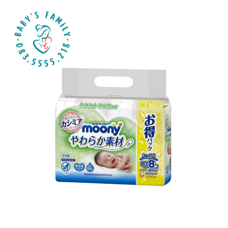 [HCM]Combo 10 Gói Khăn Ướt Moony 80 Tờ Nội Địa Nhật (Gói 80 Tờ X 10)