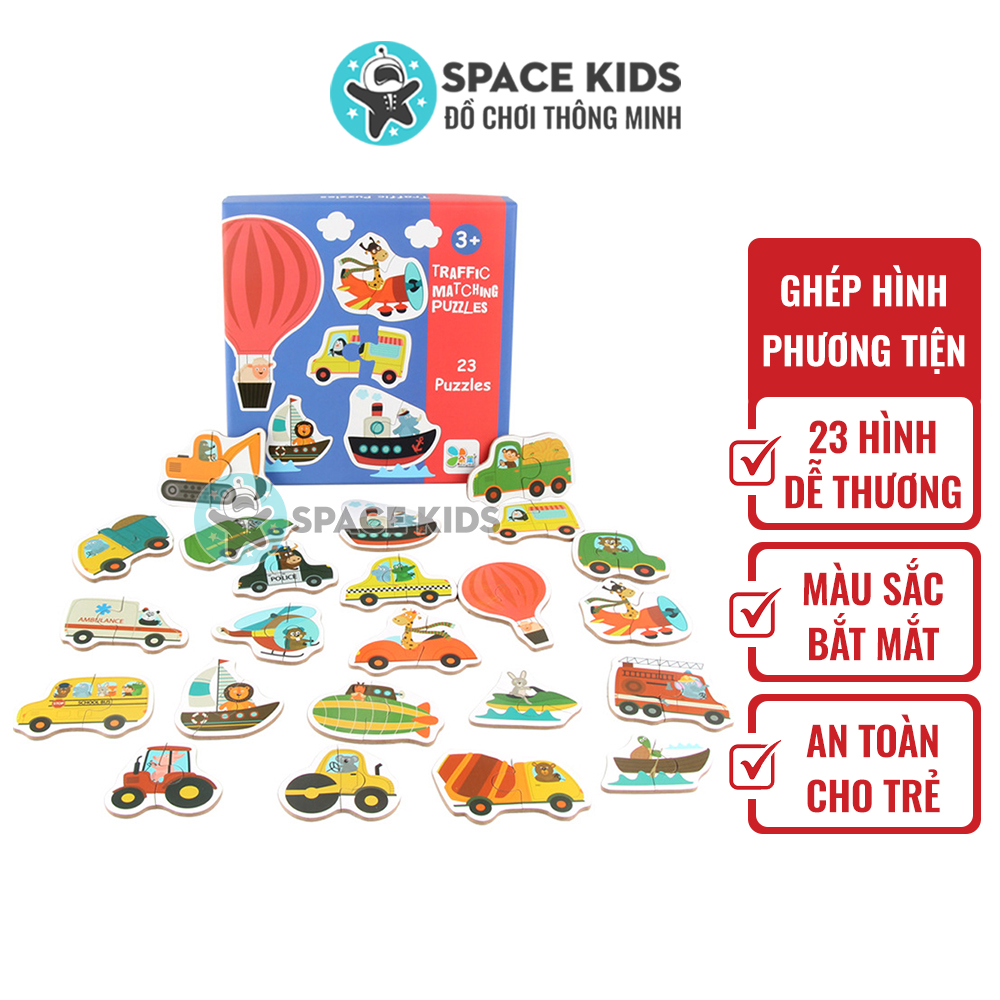 Đồ chơi cho bé Bộ ghép hình chủ đề PHƯƠNG TIỆN GIAO THÔNG cho bé vui chơi Space Kids