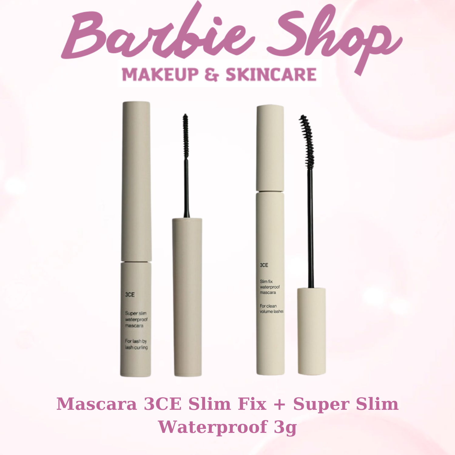 Mascara 3ce slim fix + super slim waterproof 3g