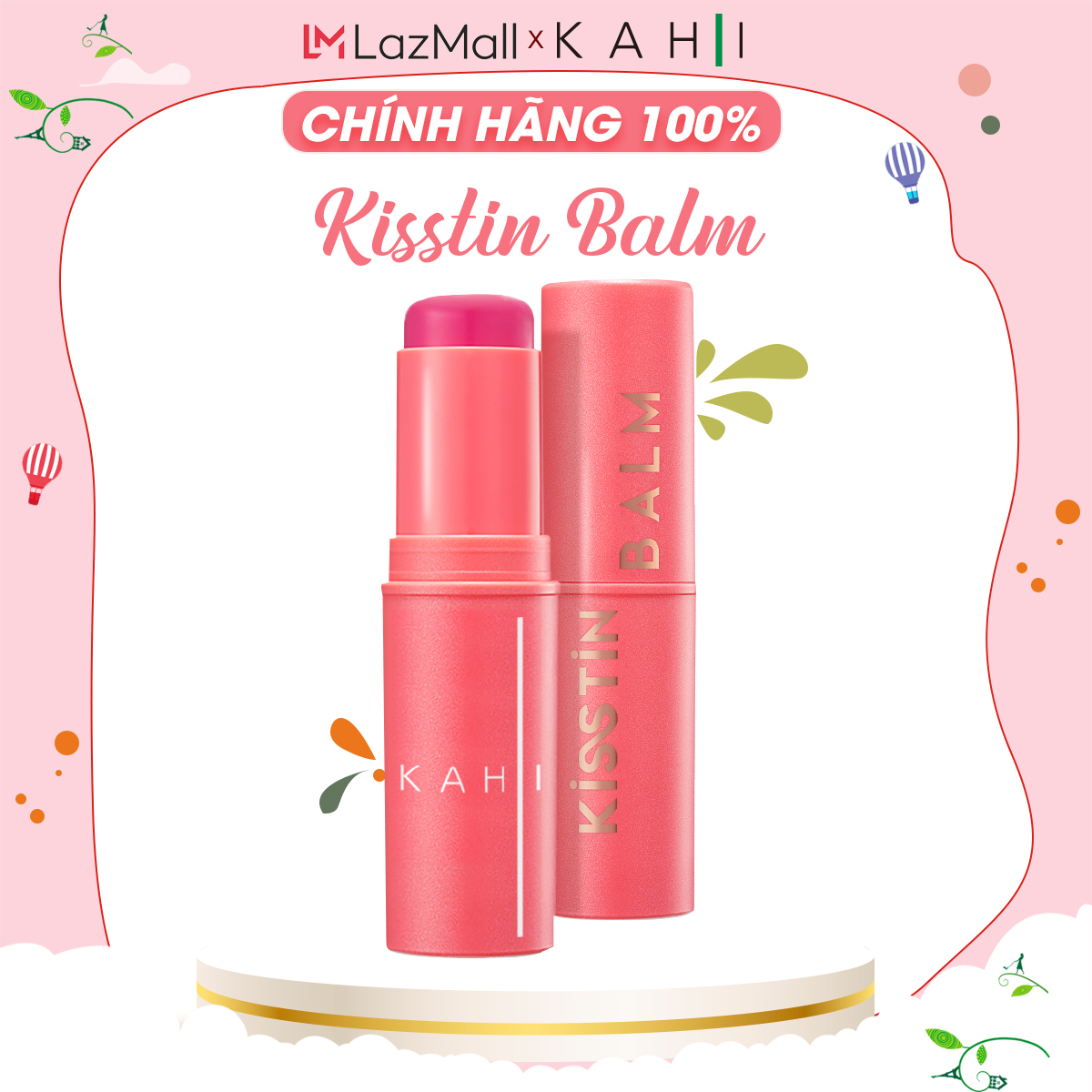 Sáp dưỡng ẩm kahi kisstin balm pink - làm hồng da mặt 9g