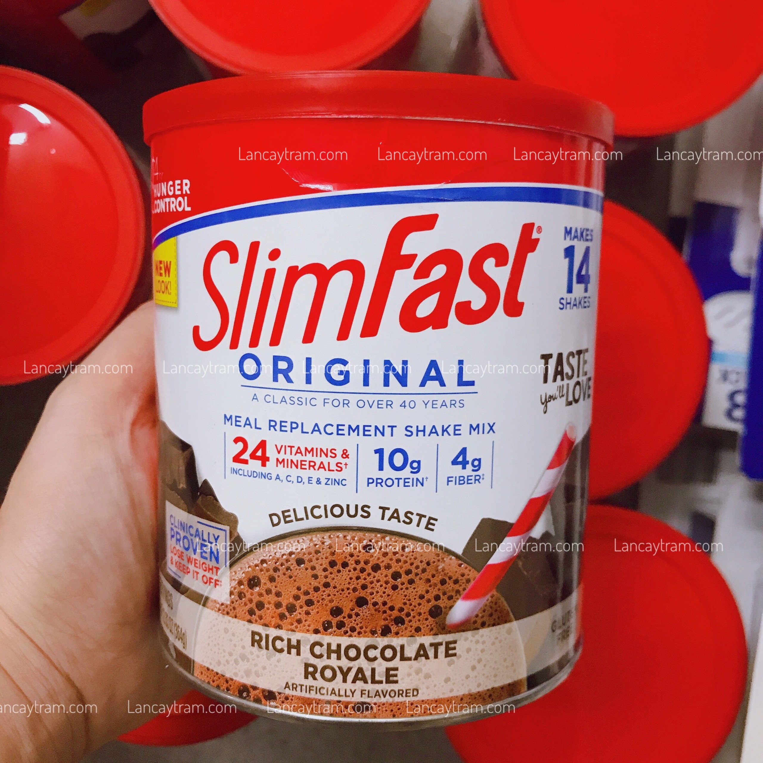 Bột uống giảm cân đẹp da giữ dáng Slim Fast Original hương Socola 364g