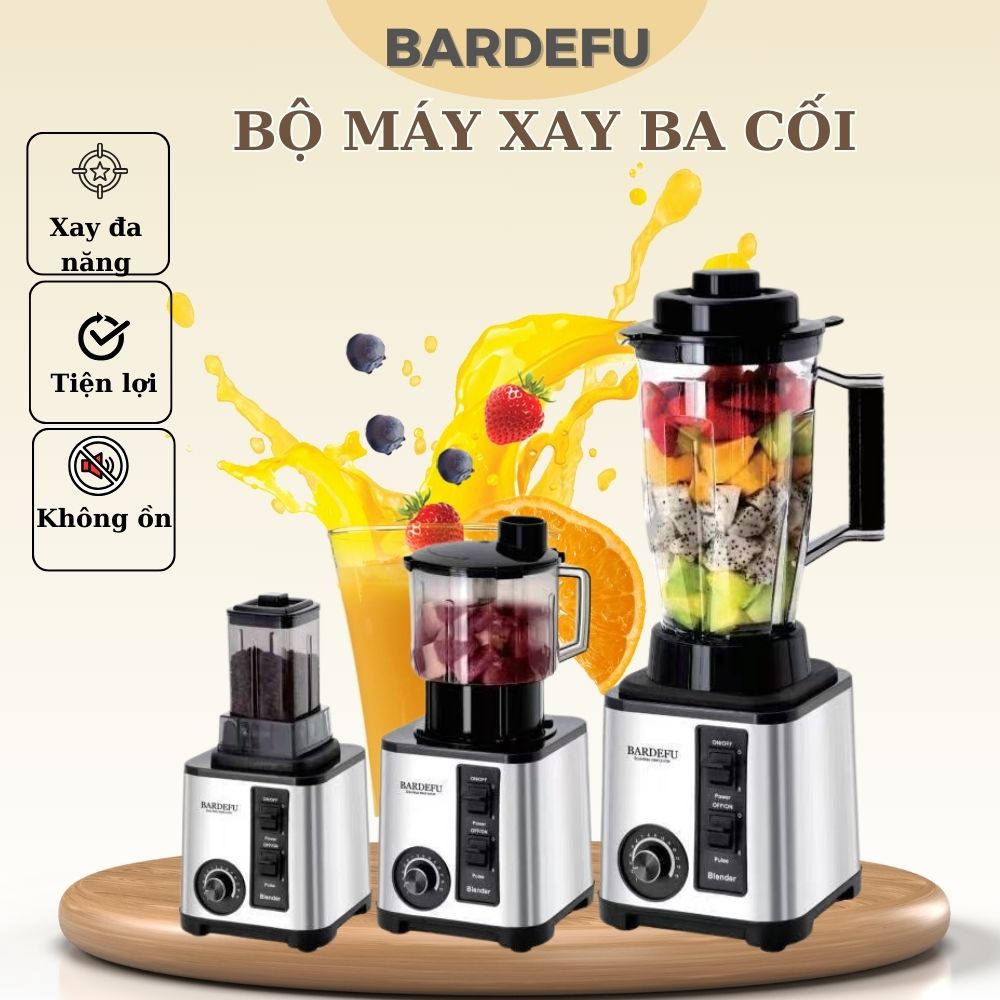 ( 3 Cối Xay ) Máy Xay Sinh Tố Công Nghiệp BARDEFU 3 Cối Xay Hàng Chính Hãng,  Xay Đa Năng Siêu Khoẻ