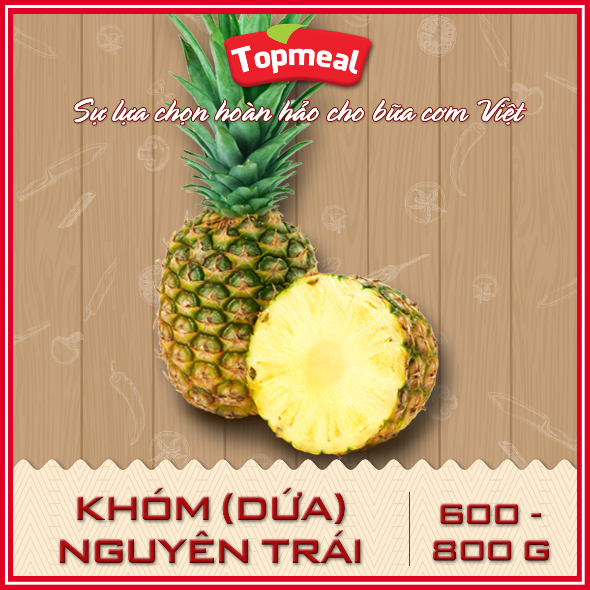 HCM - Khóm (thơm) nguyên trái (600 - 800 g) (giao xanh/chín ngẫu nhiên )- [Giao nhanh TPHCM]