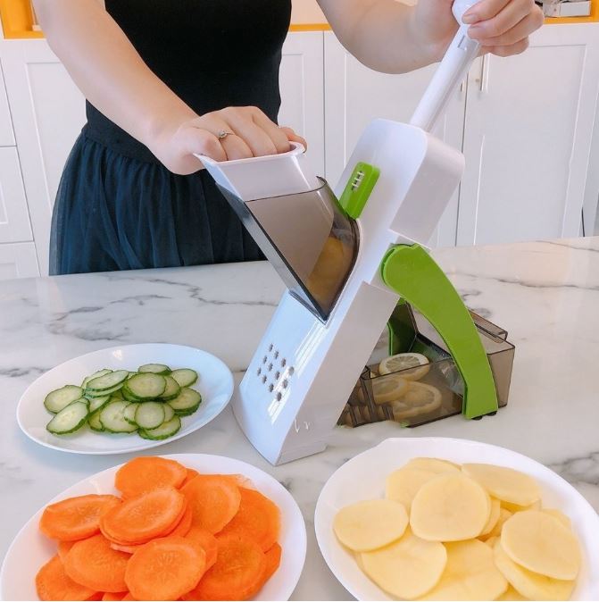 Dụng cụ cắt lát , máy cắt rau củ , dụng cụ gọt vỏ, bào sợi thông minh 5 in1 kèm hộp đựng