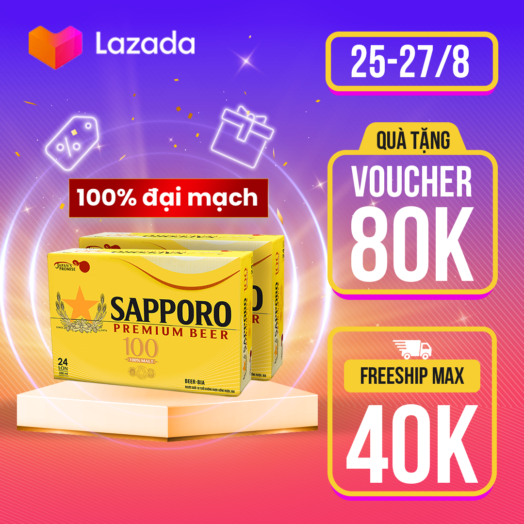 Combo 02 thùng sapporo premium100 - 24 lon 330ml 3.5% cồn