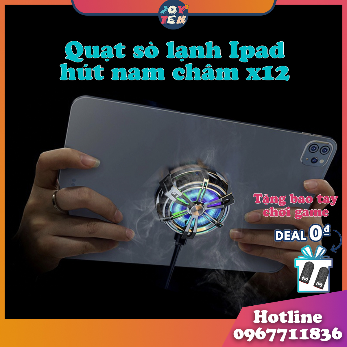 Quạt tản nhiệt sò lạnh cho điện thoại và ipad X12 - Quat tản nhiệt hút nam châm phiên bản nâng cấp cho ipad