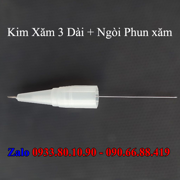 Kim xăm 3 dài + ngòi 3 phun xăm dành cho máy phổ thông - máy idm - máy rồng