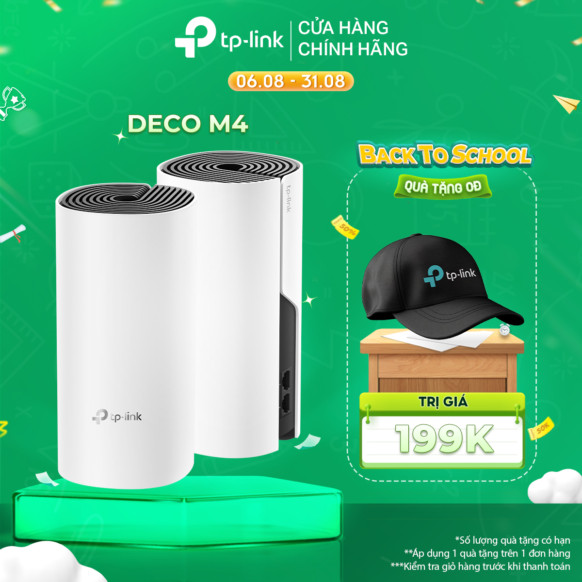 [Trả góp 0%]Hệ Thống Wifi Mesh TP-Link Deco M4 cho gia đình AC1200 độ phủ lên tới hơn 372 mét vuông - Hãng phân phối chính thức
