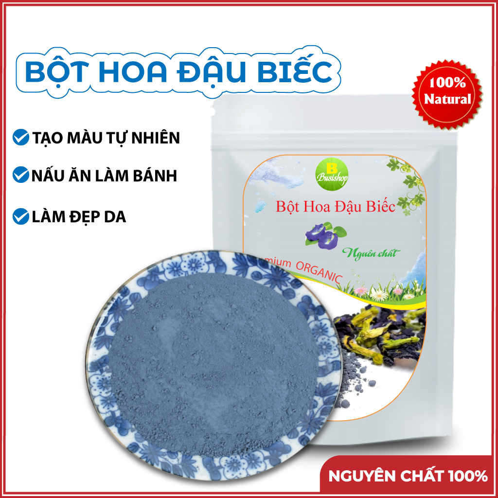 Bột hoa đậu biếc nguyên chất 100g, LOẠI MỚI, Tạo màu siêu đẹp