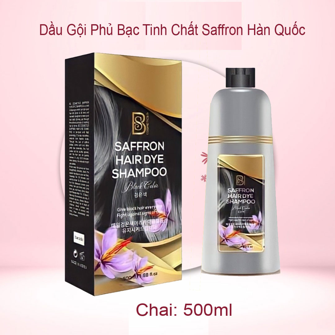 Dầu gội phủ bạc tinh chất saffron hàn quốc, phủ đen nâu tóc bạc sau lần gội 10 phút