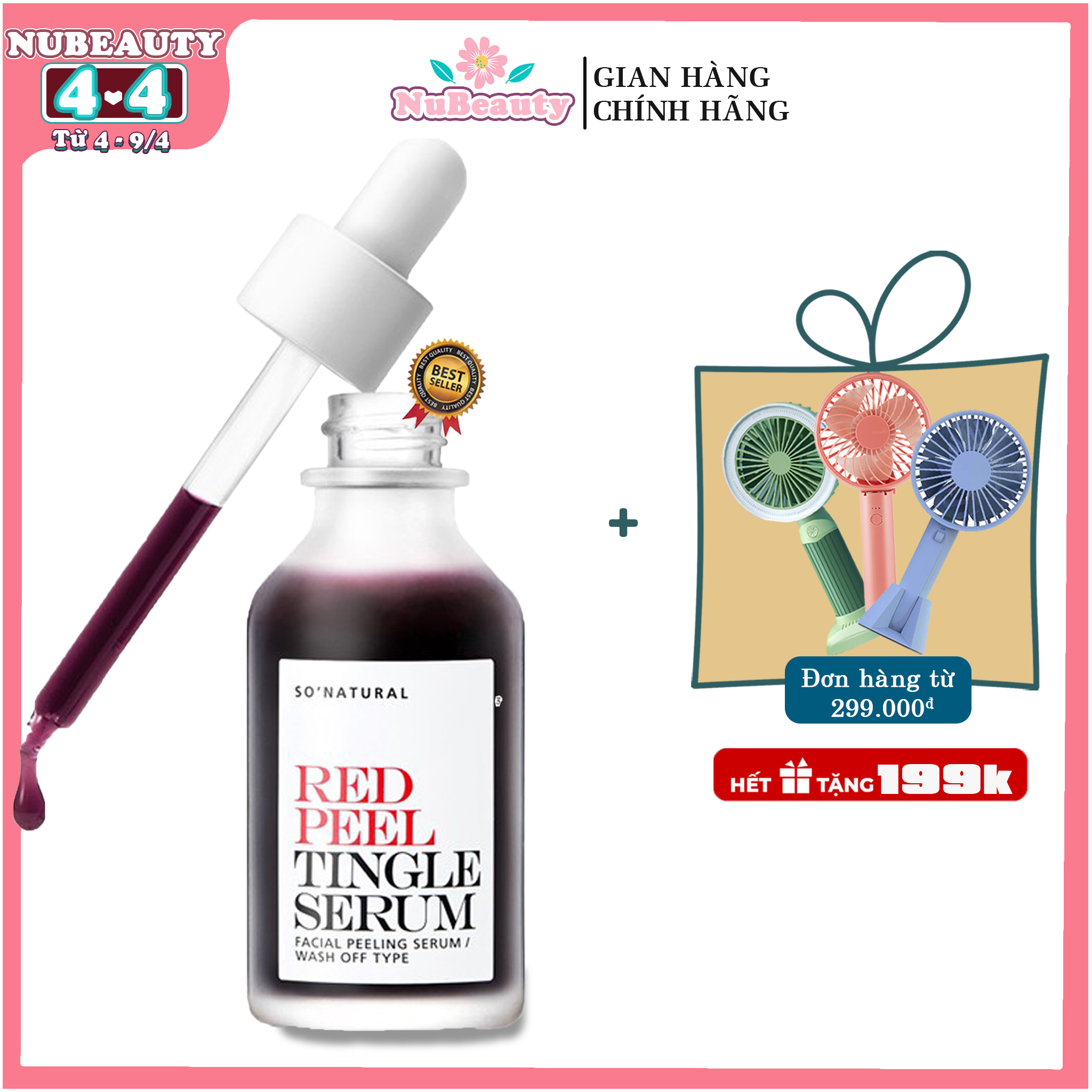"chính hãng" tinh chất tẩy da chết hóa học so' natural red peel tingle serum 35ml