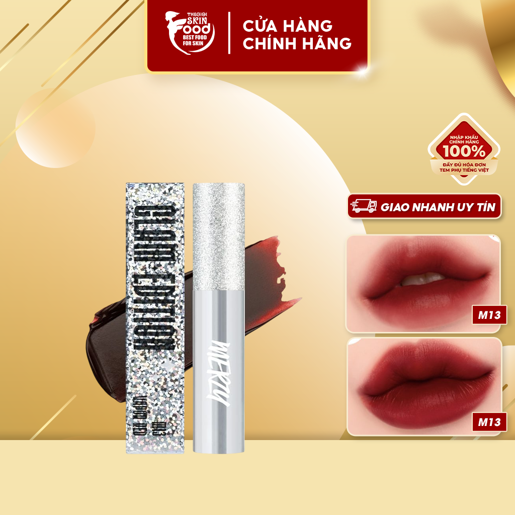 [NEW] [M13 GLAM Vỏ Bạc] Son Kem Lì Hàn Quốc Mịn Mướt, Tôn Da Merzy Noir In The Mellow Tint 4g