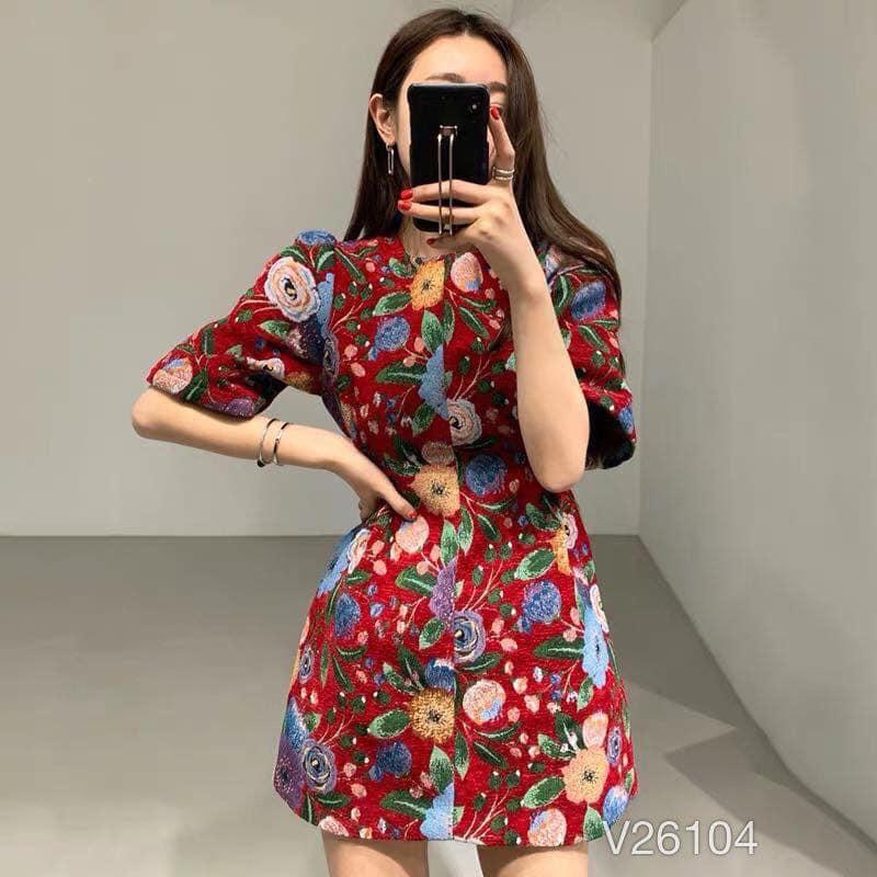 Đầm Hoa Tết Form Đứng Siêu Chất