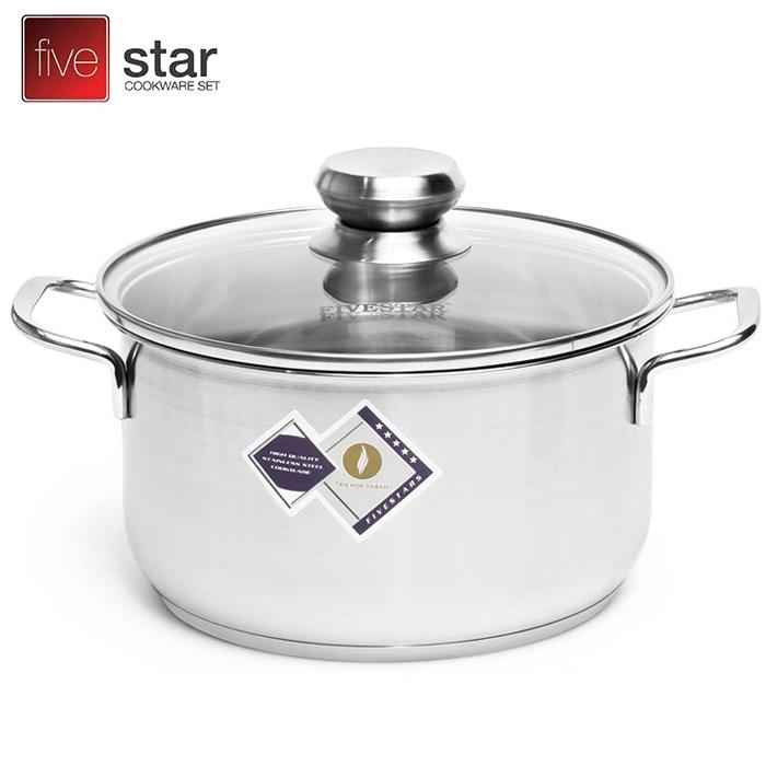 Nồi inox 3 đáy nắp kính 16cm Fivestar N16-3DG