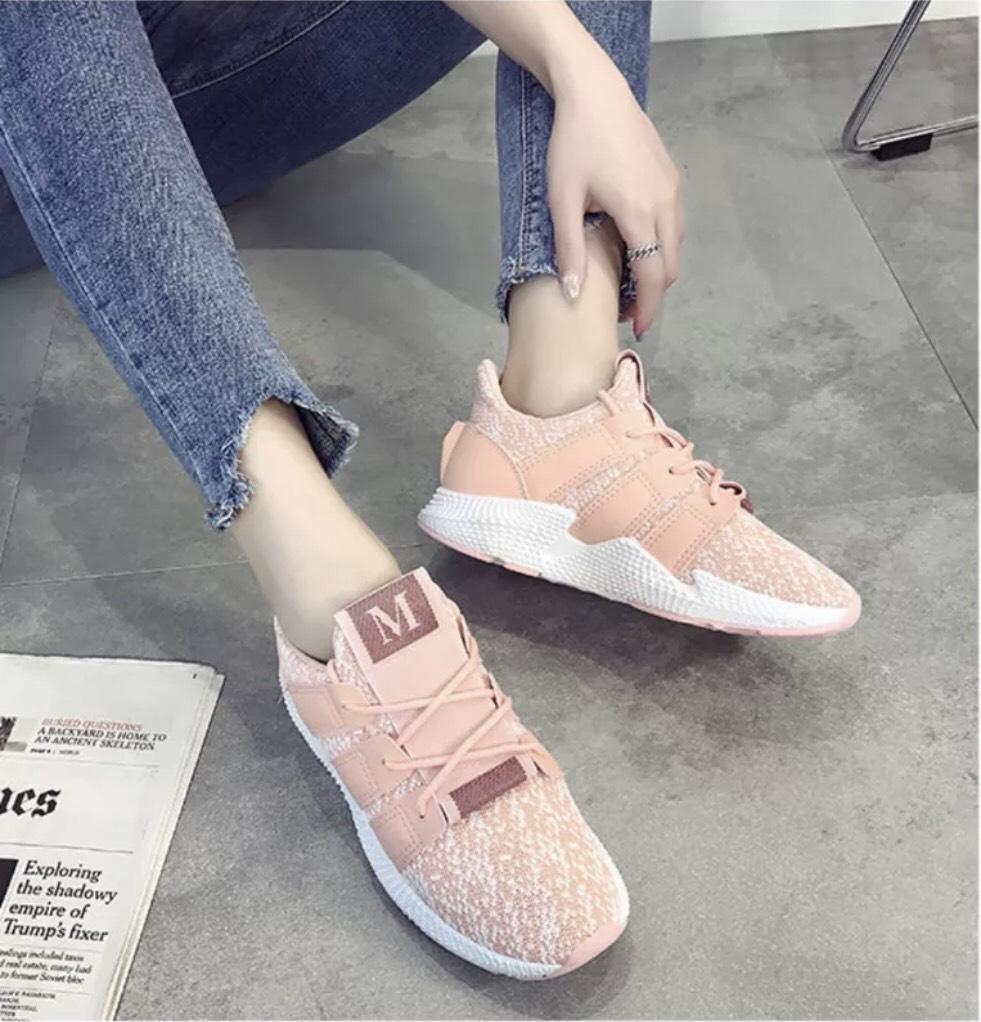 Giày thể thao nữ, dép nữ, giay the thao nu, giày nữ, giày sneaker nữ Đế bánh mì chữ M màu Hồng thời trang hàn quốc MyS