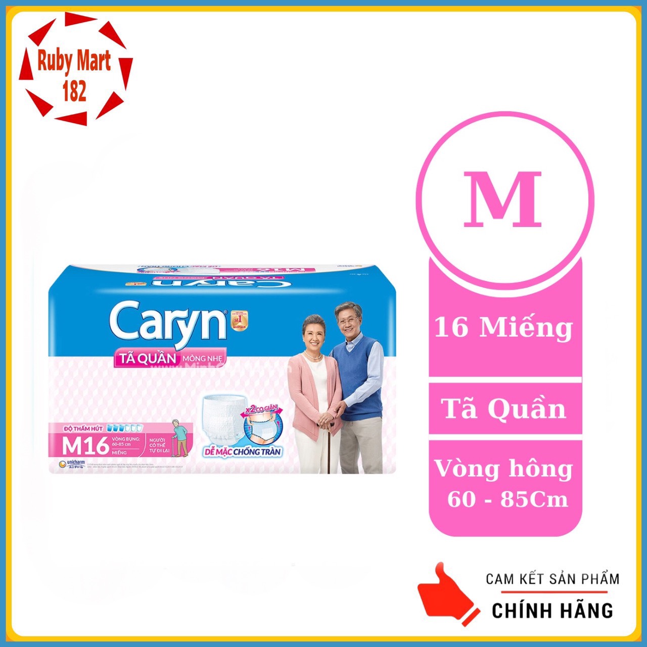 Tã Quần Caryn Size M 16 Miếng - Mỏng Nhẹ Chống Tràn Dành Cho Người Già Có Thể Đi Lại