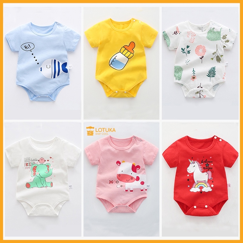 ☼✕﹍  Bodysuit cho Bé Trai Bé Gái mẫu Body Chip Hè Sơ Sinh vải 100  Cotton Mềm Mịn kiểu dáng dễ thương từ 3-13kg