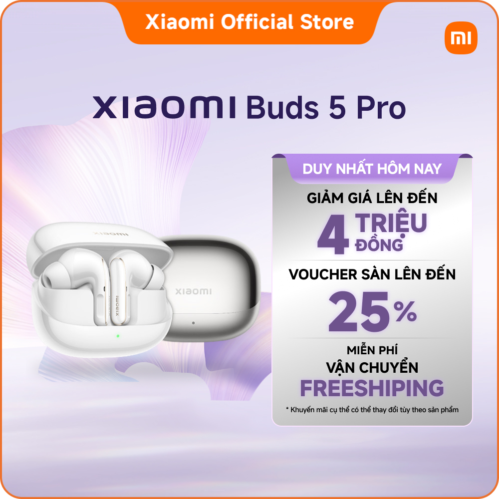 Tai nghe Xiaomi Buds 5 Pro WIFI  Bluetooth | Bộ ba củ loa đồng trục với bộ khuếch đại kép giúp tái tạo âm thanh chính xác | Công nghệ âm thanh Qualcomm® aptX™ Lossless |