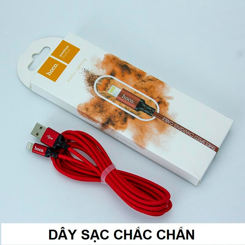 Cáp sạc nhanh và truyền dữ liệu Lightning Hoco X14 sạc nhanh 2.4 Anh MAX dây sạc bọc dù chống rối chống đứt dành cho iPhone XS max iPhone 11 iPhone 11 Pro max dài 100cm/200CM