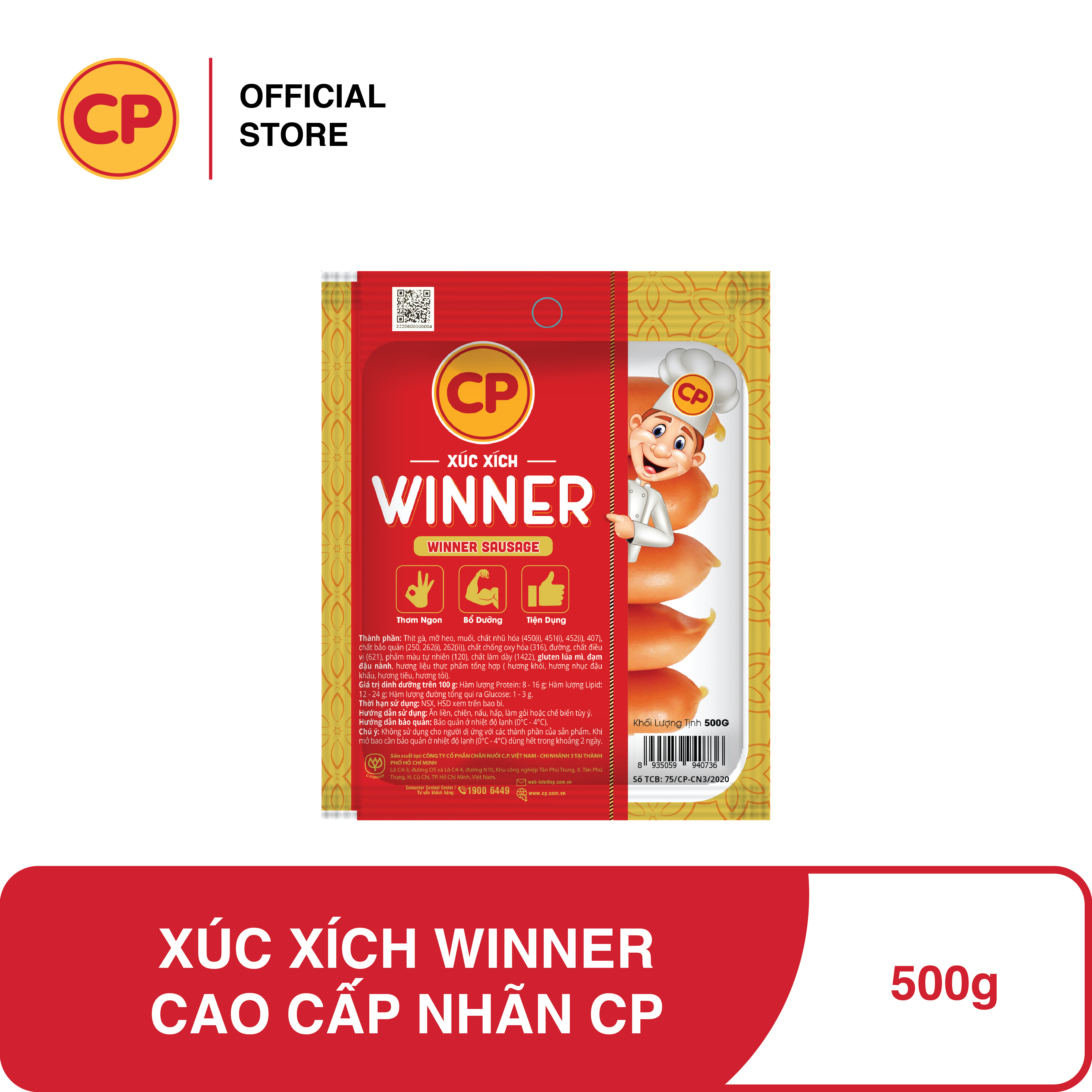 Cp xúc xích winner cao cấp - 500g - sản phẩm chất lượng được nhập trực tiếp từ nhà máy cp củ chi