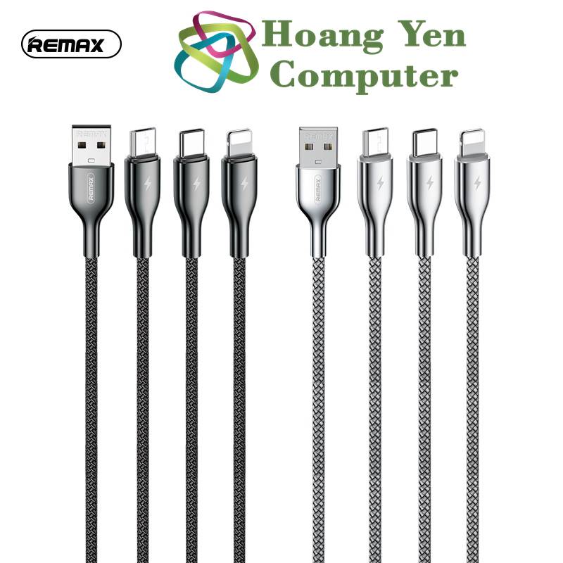 Cáp sạc remax 3 đầu iphone - micro usb - type c dây dù dài 1.2m | remax rc-092th - hoàng yến computer