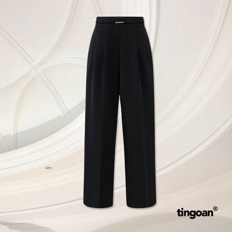 Tingoan® - quần dài đen cạp cao đính logo tingoan® chen chen pants/bl phiên bản mới t6/2024