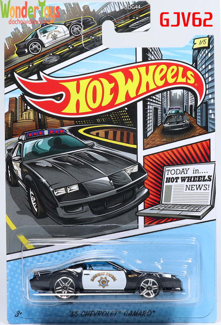 Xe mô hình Hot Wheels 1985 Chevrolet Camaro - Themed Automotive 2019 Assortment Police Theme - GJV62
