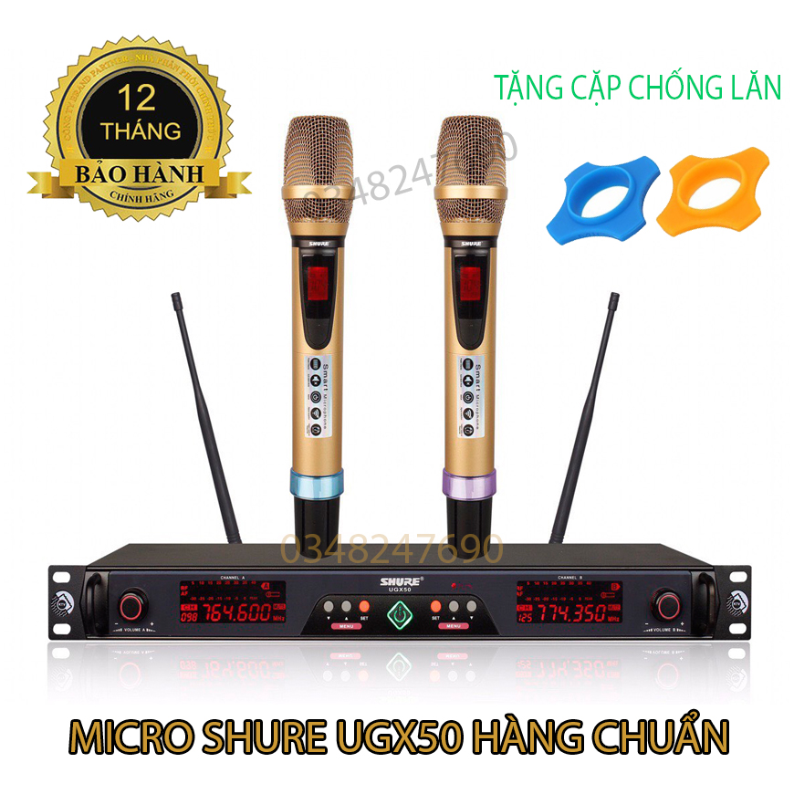 Micro khong day hat karaoke haymicro không dây shure - micro không dây shure ugx50 thiết kế đẹp chất âm hay trang bị 4 râu bắt sóng cực khỏe giá cả phải chăng bảo hành uy tín toàn quốc