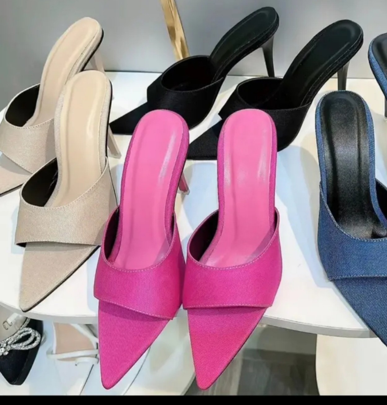 Dép cao gót 9cm mũi nhọn gót nhọn siêu xinh