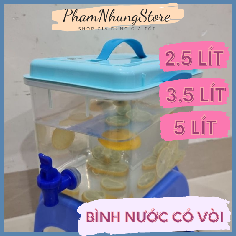 Bình nước có vòi để tủ lạnh dung tích 2,5 lit 3,5 lit 5 lit - hàng việt nhật chất lượng tốt